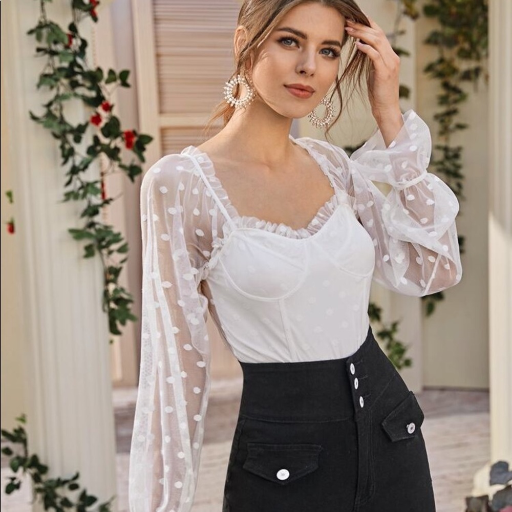 White polka dot bodysuit